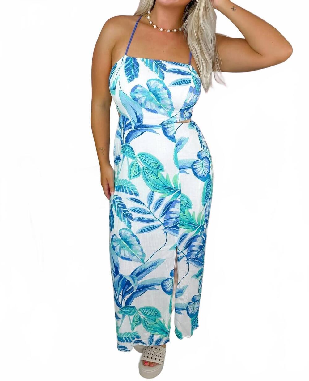 NEW ILLA ILLA tropical maxi dress in blue
